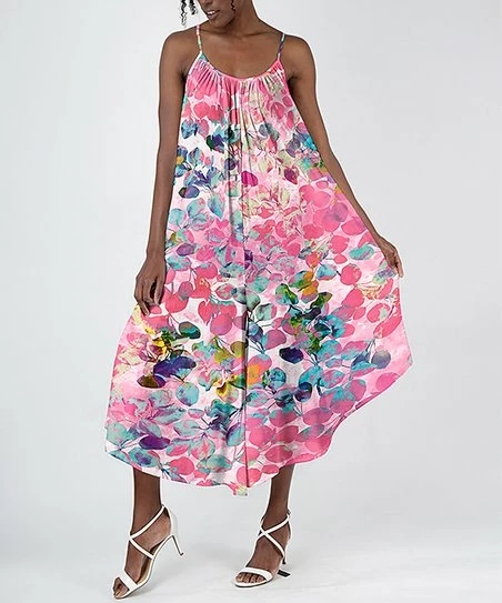 Lily | Pink & Blue Multicolor Abstract Wide-Leg Sleeveless Jumpsuit - Women 1 Lily | Pink & Blue Multicolor Abstract Wide-Leg Sleeveless Jumpsuit - Women