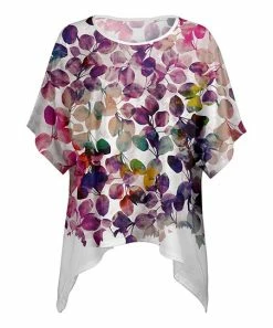 Lily | Purple & White Abstract Dolman-Sleeve Sidetail Tunic - Plus