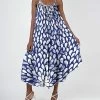 Lily | Blue & White Abstract Wide-Leg Sleeveless Jumpsuit - Women