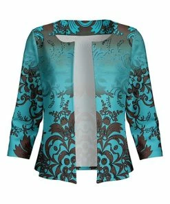 Lily | Turquoise & Brown Floral Blazer - Plus
