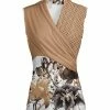 Lily | Brown & White Polka Dot Floral Ruched Surplice Sleeveless Tunic - Women