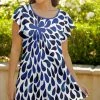 Lily | Blue & White Teardrop Flutter-Sleeve Tunic - Plus