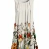 Lily | Cream & Orange Floral Pleat-Front Sleeveless Tunic - Plus