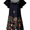 Lily | Navy & Red Floral Flutter-Sleeve Tunic - Plus