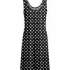 Lily | Black & White Dot Sleeveless Midi Dress - Plus