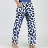 Lily | Blue & White Abstract Petals High-Waist Straight-Leg Pants - Plus