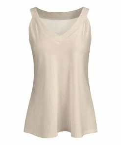 Lily | Beige V-Neck Sleeveless Top - Plus