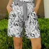 Lily | Gray & White Abstract Tie-Waist Pocket Shorts - Women