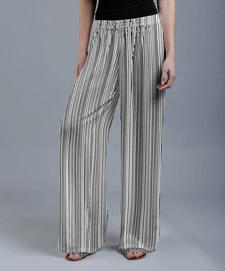 Lily | Black & White Stripe Palazzo Pants - Women 1 Lily | Black & White Stripe Palazzo Pants - Women