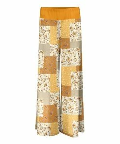 Lily | Saffron & Beige Patchwork Palazzo Pants - Plus