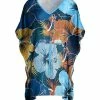 Lily | Blue & Yellow Floral V-Neck Dolman Tunic - Plus