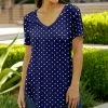 Lily | Navy & White Dot Short-Sleeve V-Neck Tunic - Women