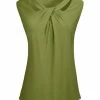 Lily | Olive Twist-Neck Sleeveless Tunic - Women