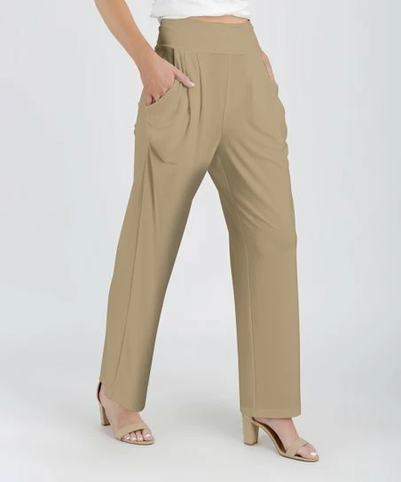 Lily | Beige Pocket High-Waist Pants - Women & Plus 1 Lily | Beige Pocket High-Waist Pants - Women & Plus