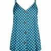 Lily | Blue & White Dot Button-Front Sleeveless Tunic - Plus