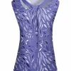 Lily | Purple & Lavender Leaf Twist-Neck Sleeveless Tunic - Plus