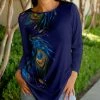Lily | Navy & Yellow Peacock Long-Sleeve Tunic - Women