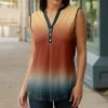 Lily | Rust & Navy Ombré Sleeveless Button-Front Tunic - Plus
