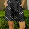 Lily | Black & White Polka Dot Tie-Waist Pocket Shorts - Plus