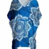 Lily | Blue & White Mandala Floral Caftan - Plus