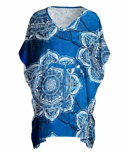 Lily | Blue & White Mandala Floral Caftan - Plus 1 Lily | Blue & White Mandala Floral Caftan - Plus