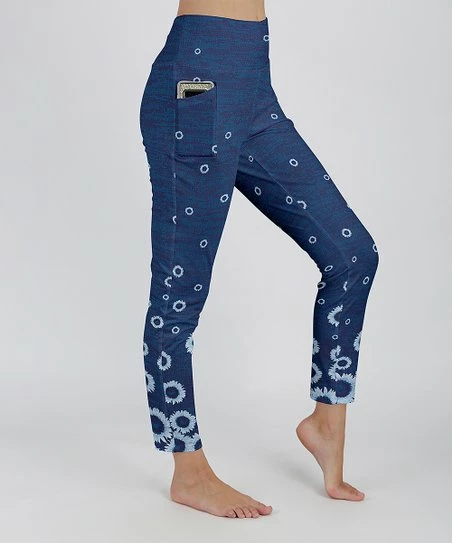 Lily | Navy & Blue Floral Pocket Leggings - Women 1 Lily | Navy & Blue Floral Pocket Leggings - Women