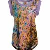 Lily | Yellow & Pink Abstract Cap-Sleeve Tunic - Women