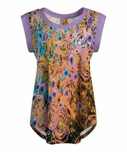 Lily | Yellow & Pink Abstract Cap-Sleeve Tunic - Women