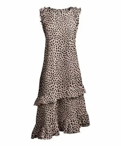 Lily | Black & Beige Abstract Dot Ruffle-Trim Sleeveless Dress - Women & Plus