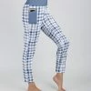 Lily | Blue & White Gingham Pocket High-Waist Leggings - Plus
