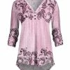 Lily | Pink & Black Floral Button-Accent V-Neck Tunic - Women & Plus