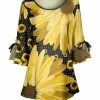 Lily | Black & Yellow Floral Tie-Sleeve Scoop Neck Tunic - Women & Plus