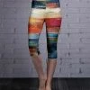 Lily | Navy Rust Abstract Stripe Capri Leggings - Plus