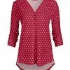 Lily | Pink & White Polka Dot Button-Accent V-Neck Tunic - Plus