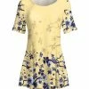 Lily | Yellow & Blue Floral Short-Sleeve Boatneck Tunic - Women & Plus