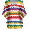 Lily | Red & Yellow Wavy Stripe V-Neck Cape-Sleeve Tunic - Plus