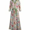 Lily | Red & Green Floral Tie-Waist Shirt Dress - Women