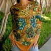 Lily | Gold & Teal Floral Long-Sleeve Tunic - Women