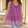 Lily | Purple & White Polka Dot Sleeveless Swing Tunic - Plus
