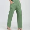 Lily | Light Green Pocket Straight-Leg Pants - Women