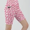 Lily | Rose & White Cheetah Pocket Wide-Waistband Bike Shorts - Women