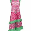 Lily | Fuchsia & Mint Mandala Ruffle-Accent Sleeveless Asymmetrical Dress - Women