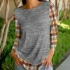 Lily | Gray & Yellow Contrast Plaid Curved-Hem Boatneck Tunic - Women