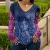 Lily | Blue & Pink Paisley Long-Sleeve V-Neck Tunic - Women
