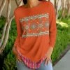 Lily | Orange & Pink Geometric Long-Sleeve Tunic - Plus