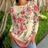 Lily | Pink & Cream Rose Long-Sleeve Tunic - Women & Plus