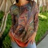 Lily | Orange & Brown Abstract Long-Sleeve Tunic - Women