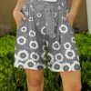 Lily | Gray & White Floral Tie-Waist Pocket Shorts - Plus