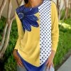Lily | Yellow & Blue Floral & Polka Dots Long-Sleeve Tunic - Plus