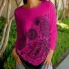 Lily | Black & Fuchsia Abstract Long-Sleeve Tunic - Women